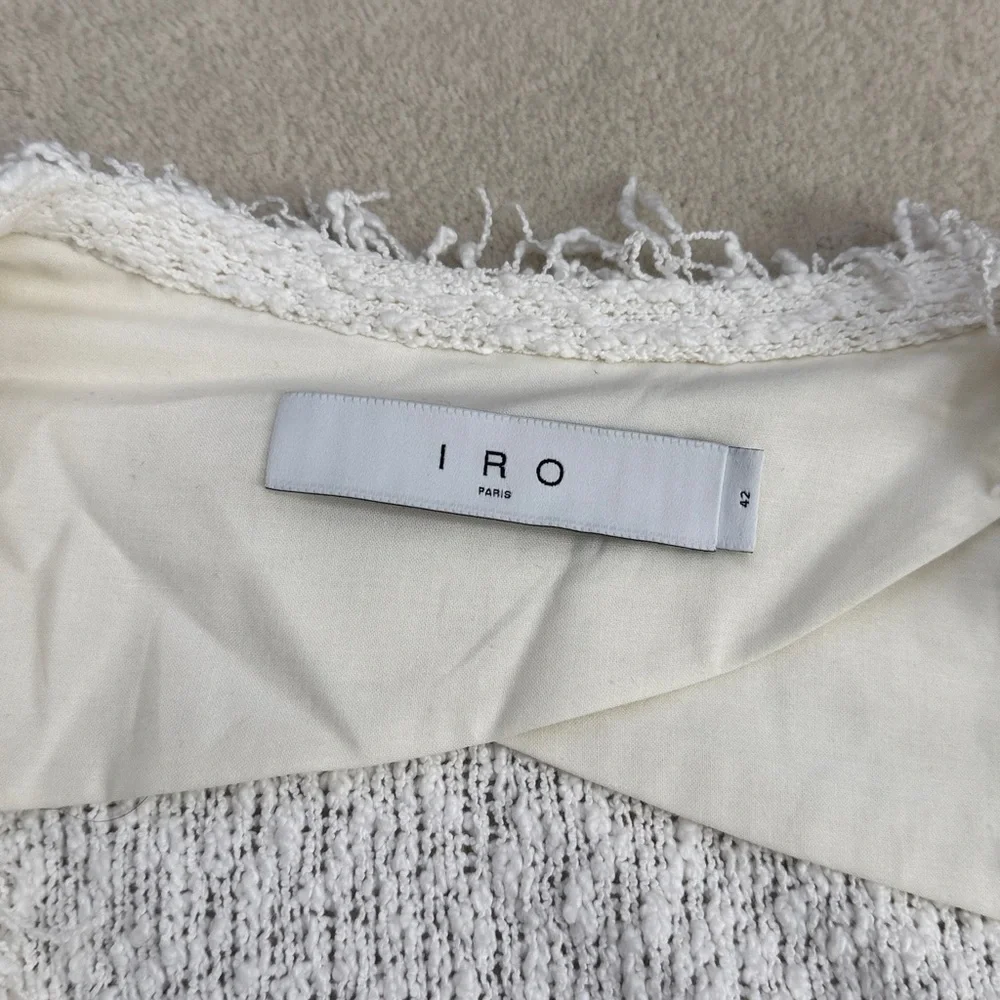 IRO Shavani White Boucle Fringe Lightweight Jacket Size 42 (Size 10)